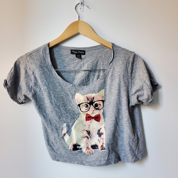 River Island Kitten/Cat Cropped Top - Size M - Picture 1 of 6